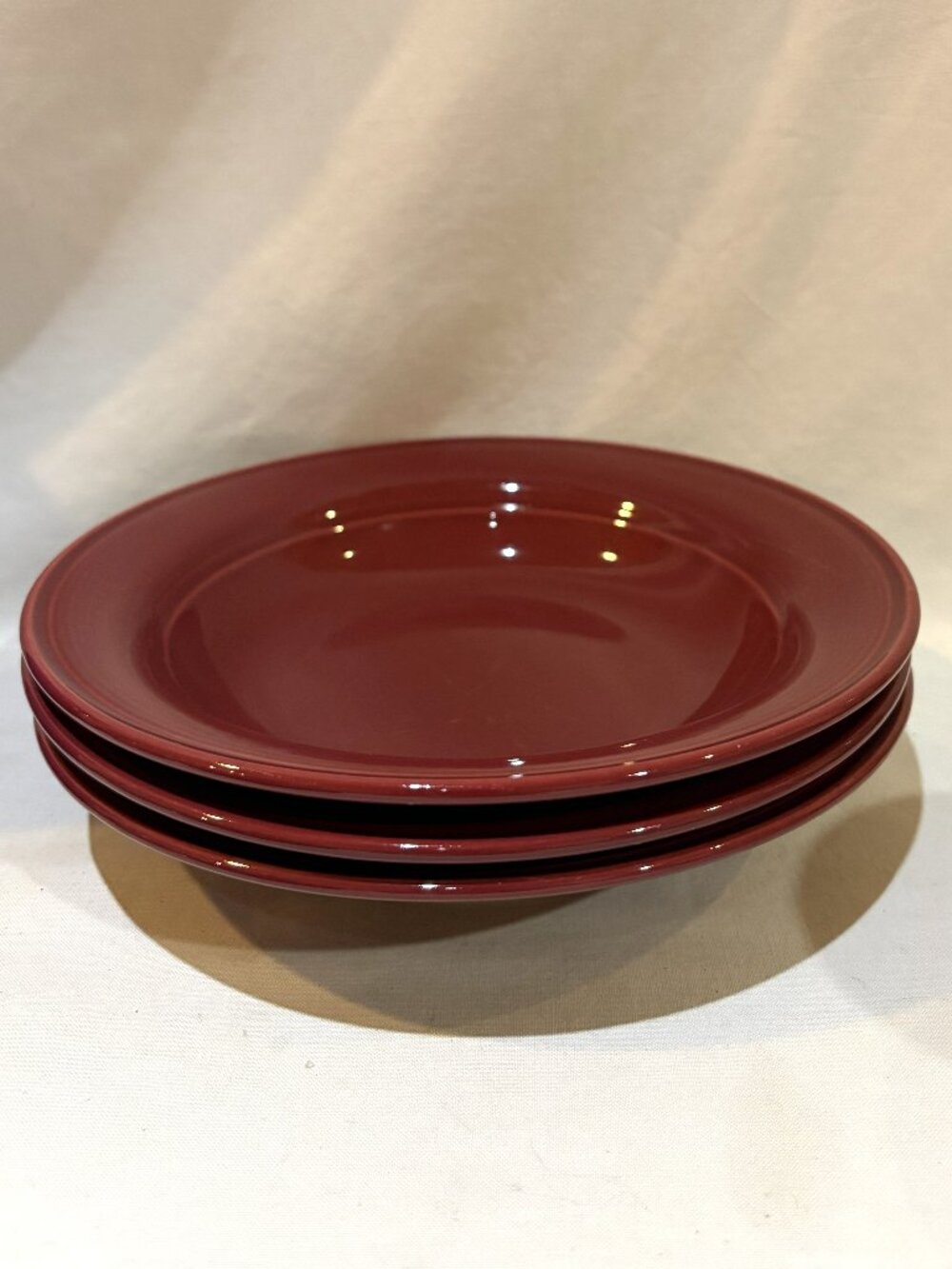 Set of 3 Nancy Calhoun Solid Color Raspberry Rim Bowls for Soup Pasta Salad